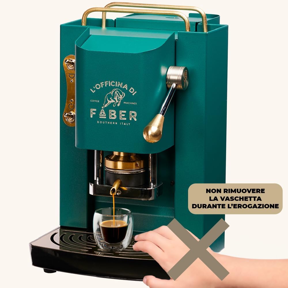 Cafetera Faber PRO Total Deluxe de latón, papel ESE de 44 mm, 1,3 litros, (blanco)