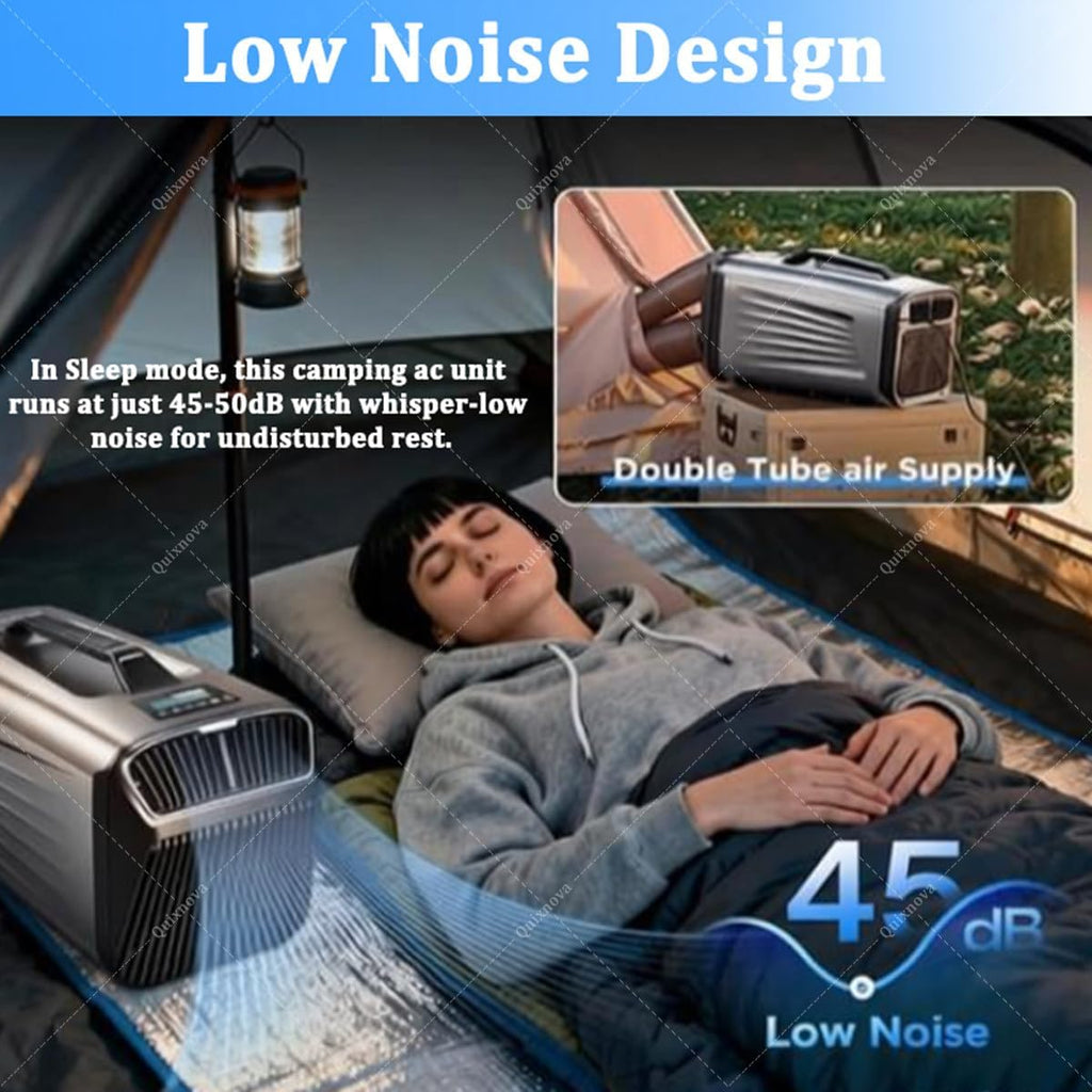 Aire acondicionado portátil para tiendas de campaña con 5200 BTU para camping, interiores y exteriores, aire acondicionado silencioso para camiones, caravanas y mascotas: enfría hasta 8–10 m² (86–107 pies cuadrados) B-24V