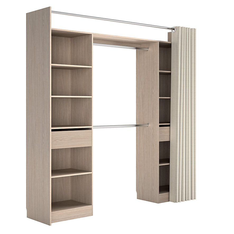 Kit de vestidor de 2 columnas reversibles con 2 cajones efecto roble Balsam, Al. 220 x An. 220 x Pr. 48 cm