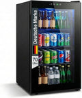 FREEZE. Mininevera de 70 L para 126 latas, refrigerador con puerta de cristal, enfriador de vino, frigorífico pequeño con estantes ajustables para el hogar/bar/oficina, sin escarcha, negro