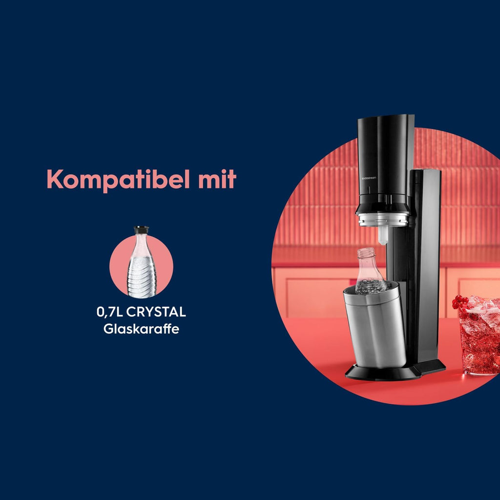Máquina de agua con gas SodaStream Crystal 3.0 con 2 cilindros de CO2 Quick-Connect y 2 jarras de cristal