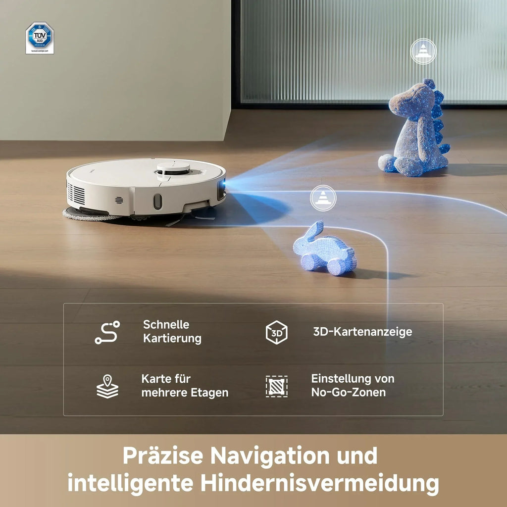 Robot aspirador con función de fregado RLL53SE, 25 000 Pa, 231 min de autonomía, elevación de mopa de 10,5 mm, autolimpieza de mopa, control por app