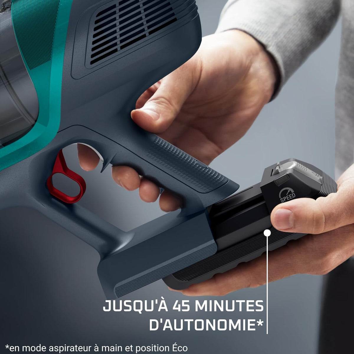 Aspiradora escoba sin cable Rowenta X-PERT 6.60, ajustes automáticos de velocidad según suelo/superficie, gatillo Boost, hasta 45 minutos de autonomía, batería extraíble RH6821WO, morado