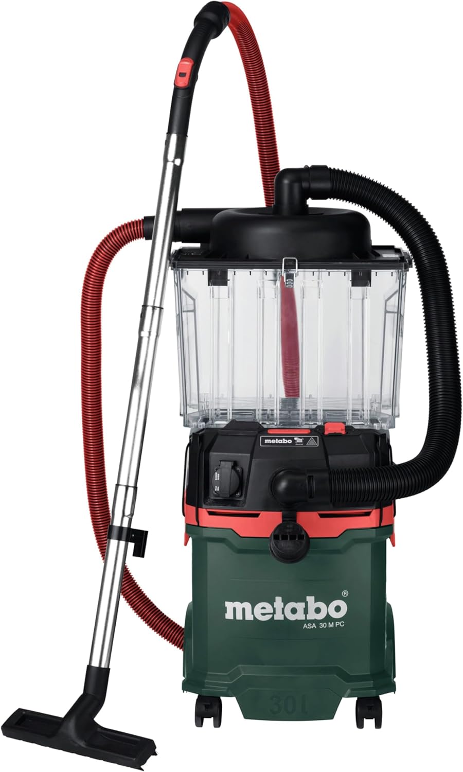 Separador previo Metabo para aspiradores universales con tecnología ciclónica - 99% de grado de separación para polvo, suciedad y líquidos - Depósito transparente de 25 l, sistema metaBOX, vaciado sencillo