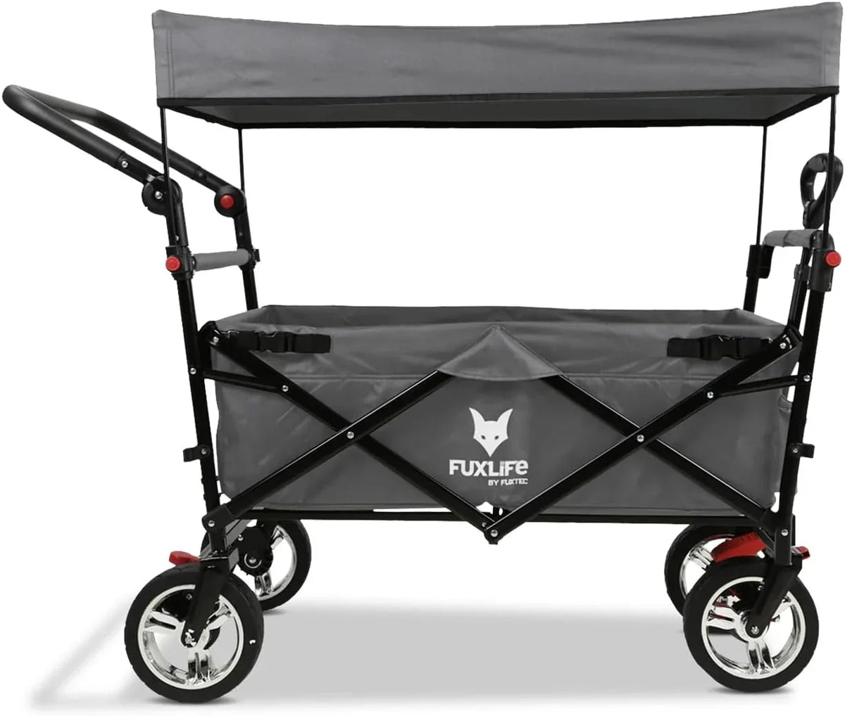 Carro de mano plegable FX-CT700 con frenos, asiento acolchado, asa ajustable en altura y capacidad de carga de 75 kg