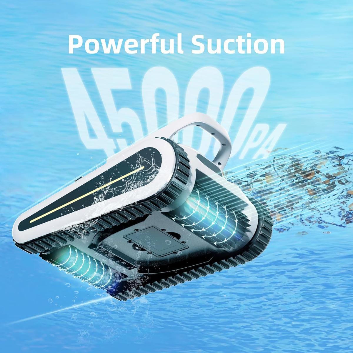 Robot limpiador de piscinas inalámbrico Crab, para escalada de paredes, limpiafondos automático, apto para paredes y suelos de piscinas de hasta 150 m².