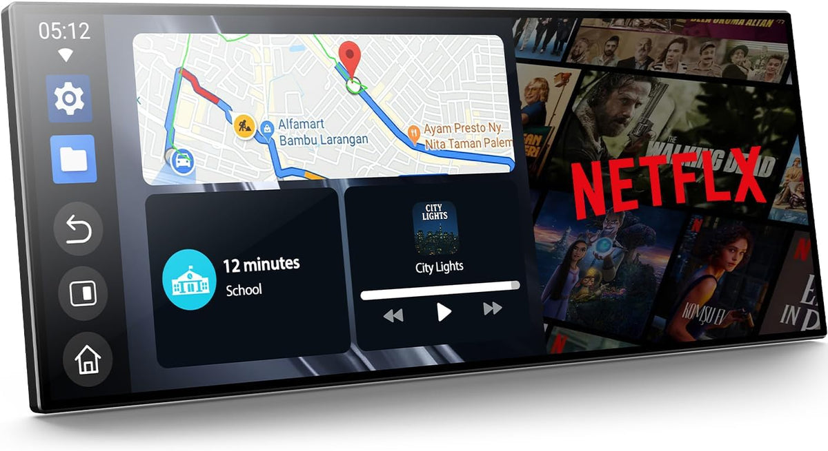 Pantalla LAMTTO para Carplay con Net-flix y Youtube, pantalla de 10.25 pulgadas con A-pple CarPlay inalámbrico y Android Auto, cámara de visión trasera, pantalla dividida, navegación, Bluetooth dual, FM, Mirror Link para iOS 10+ y Android 11+