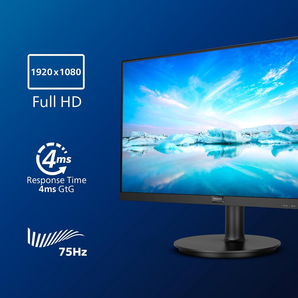 Monitor Philips 271V8LA de 68 cm (27 pulgadas) (VGA, HDMI, 1920 x 1080 px, 75 Hz, FreeSync) Negro