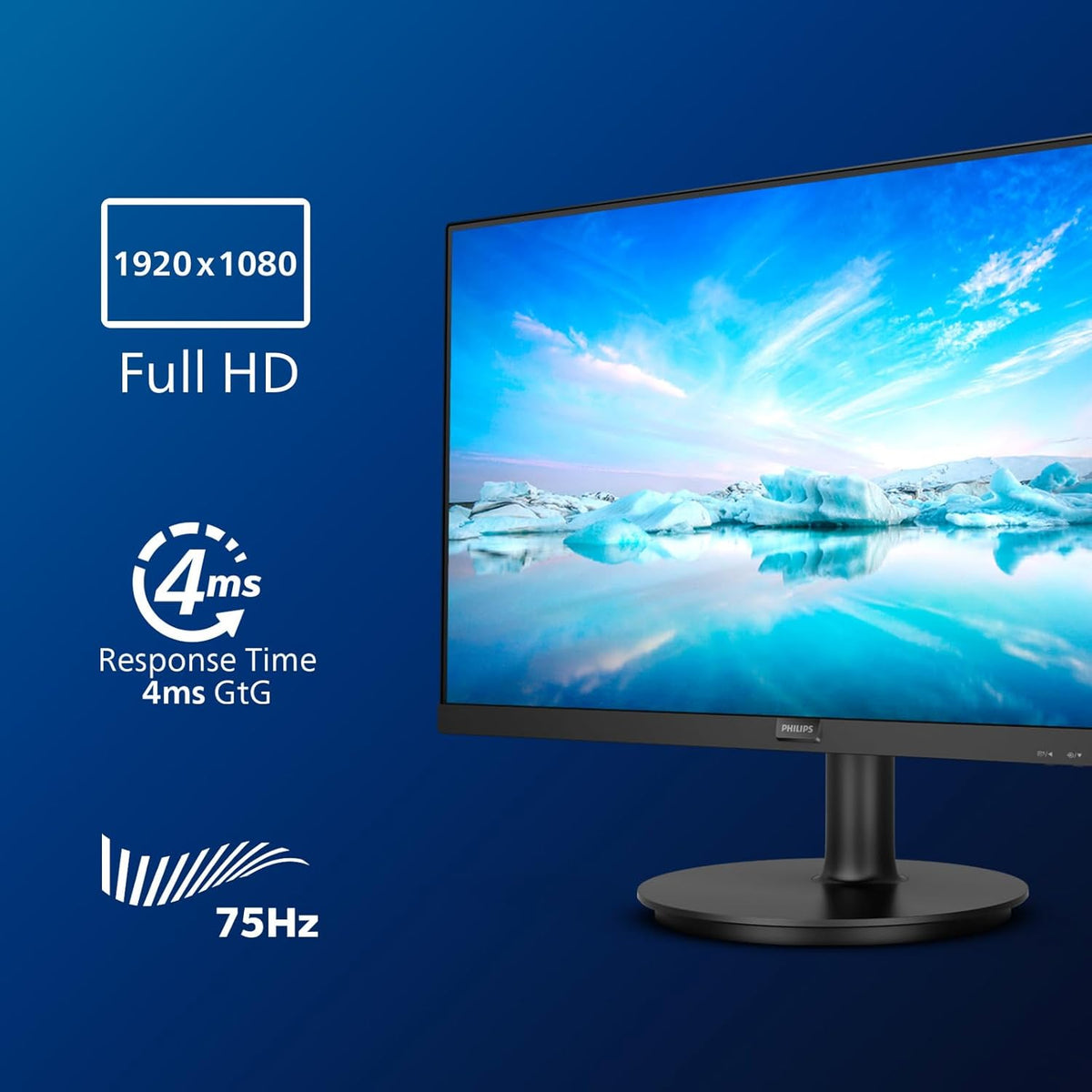 Monitor Philips 271V8LA de 68 cm (27 pulgadas) (VGA, HDMI, 1920 x 1080 px, 75 Hz, FreeSync) Negro