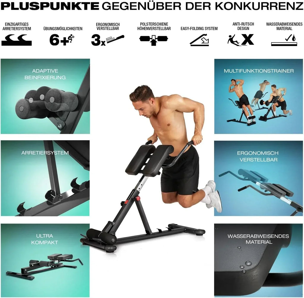 Entrenador de abdomen y espalda BRT150, banco de pesas multifuncional 6 en 1 ajustable para entrenamiento de fuerza en casa, hasta 130 kg