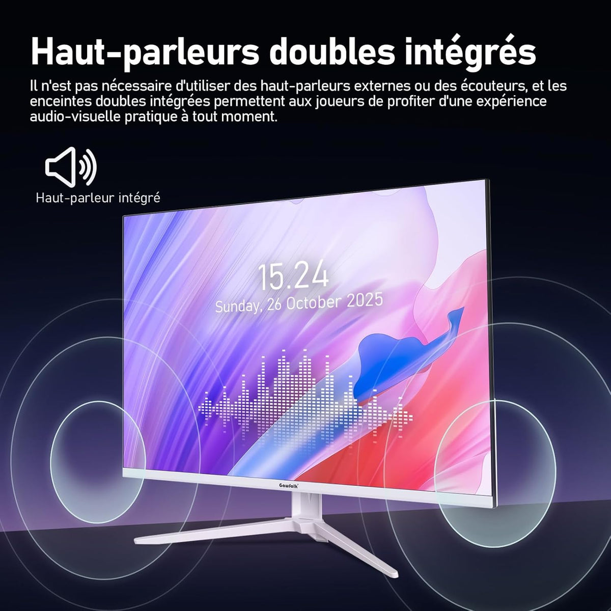 Monitor de PC Gawfolk UHD 4K de 28 pulgadas, monitor IPS Ultra HD (3840 × 2560 p), 3:2, 10 bits, 1.07 mil millones de colores, 128% sRGB, altavoces integrados, ángulo de visión amplio de 178°, DisplayPort, HDMI, blanco