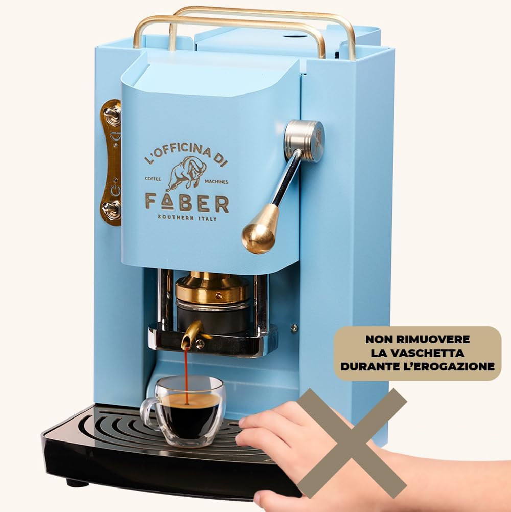 Cafetera Faber PRO Total Deluxe de latón, papel ESE de 44 mm, 1,3 litros, (blanco)