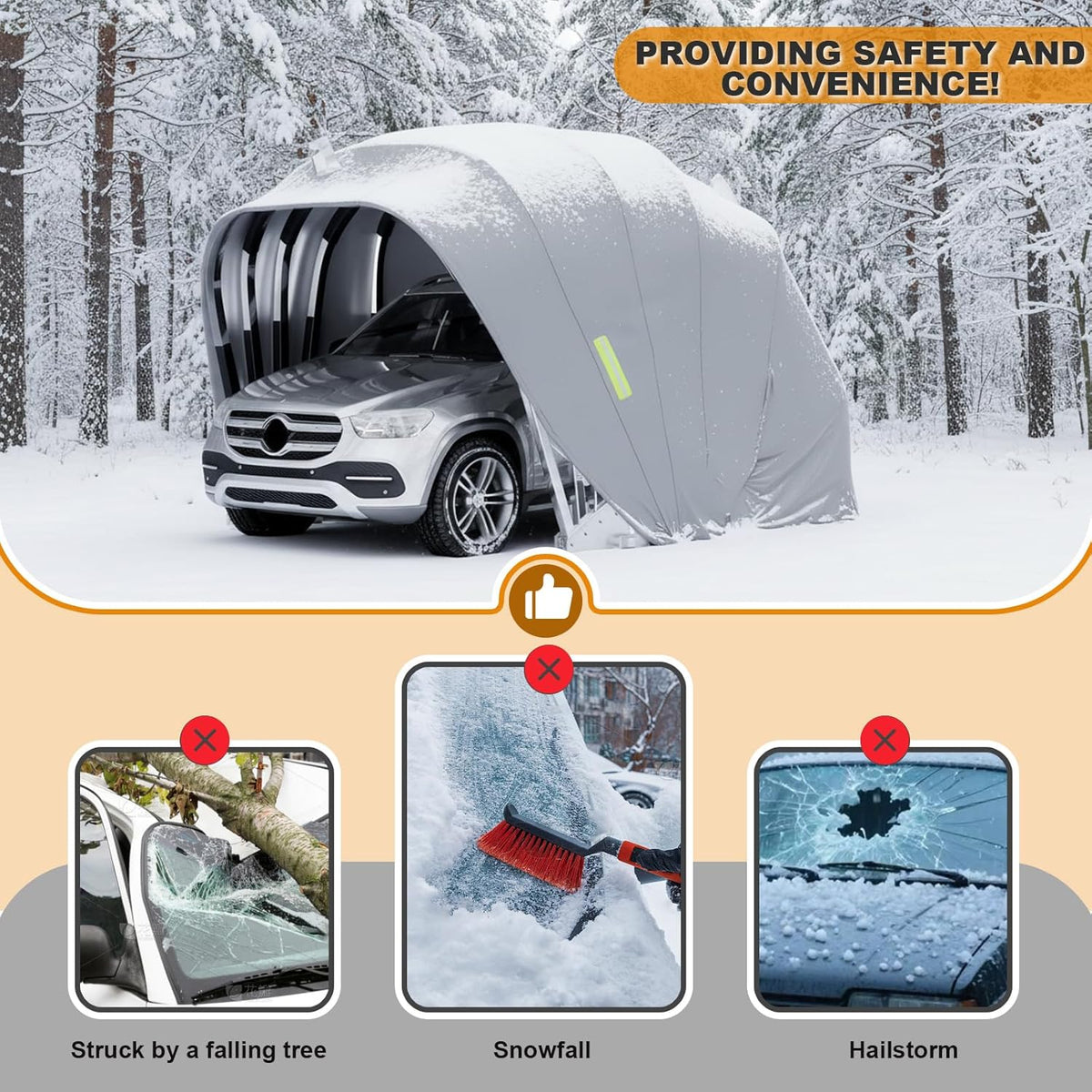 Toldo para coche resistente a todas las condiciones climáticas, garaje plegable semiautomático con cerradura de combinación, cochera plegable para exteriores, tela Oxford 600D, gris, L: 5,5/5,9 m