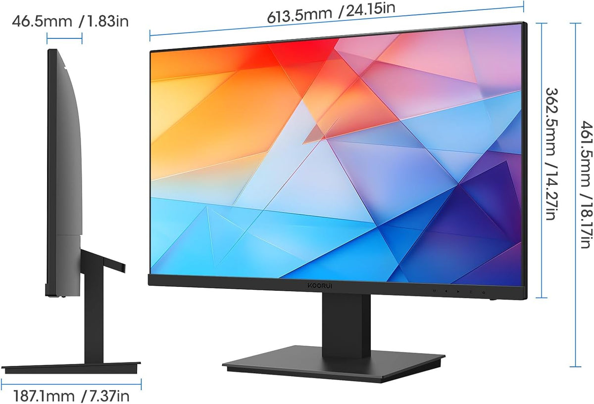 Monitor de PC para oficina KOORUI de 27 pulgadas, 75Hz VA 1080P 5ms, sin marco, HDMI, inclinación ajustable, cuidado ocular, montaje en pared VESA, negro