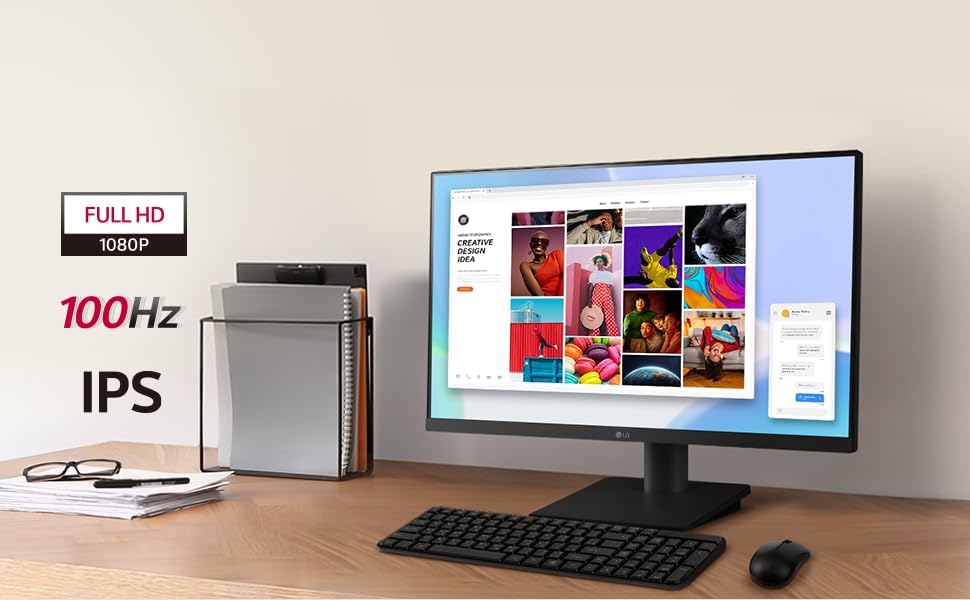 LG Standard 24MS550-B.AEU Monitor de PC para oficina 24" - Panel IPS resolución FHD (1920x1080), 5ms GtG 100Hz, NTSC 72% (CIE1931), inclinable, ajustable en altura
