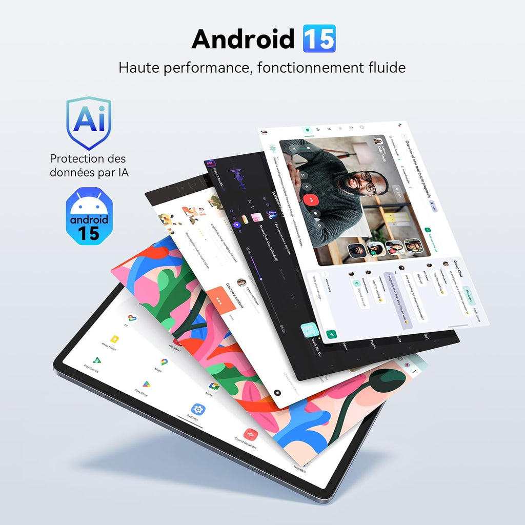 Tableta modelo 2026 de 10 pulgadas con lápiz óptico, Android 15, ultra eficiente - Teclado y ratón incluidos - Tabletas Android con IA Gemini, procesador, 8 GB de RAM + 256 GB de ROM, Widevine L1, 5 años de garantía