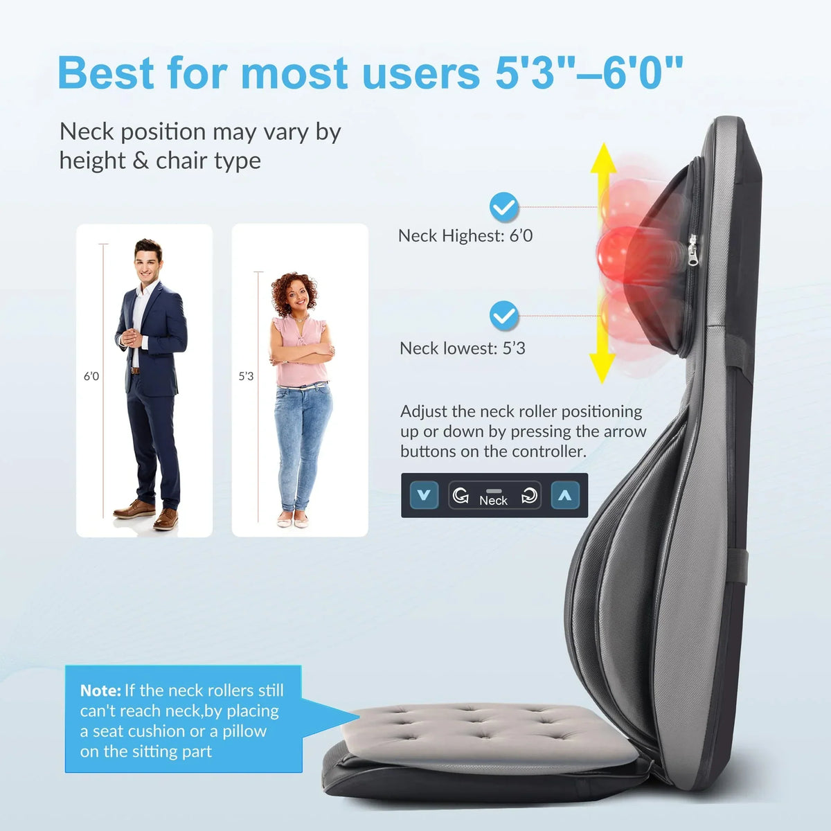 COMFIER Cojín de masaje Shiatsu para espalda y cuello con calor, función de amasado 2D/3D y compresión de aire para mujeres y hombres