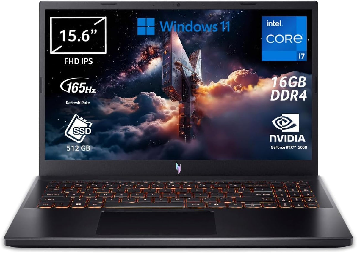 Acer Nitro V 15 ANV15-52, Ordenador portátil gaming 15.6" FullHD IPS 165Hz (Intel Core i7-13620H, NVIDIA GeForce RTX 5050, 16 GB RAM, 512 GB SSD, Windows 11 Home), Negro, Teclado AZERTY