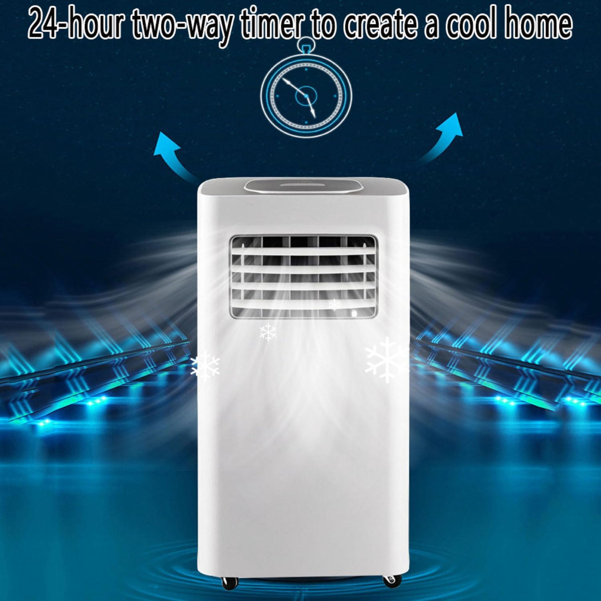 Aire acondicionado portátil con mando a distancia y temporizador de 24 horas, potente unidad de refrigeración oscilante de 120° para oficina en casa de hasta 28 m², kit de ventilación de ventana energéticamente eficiente