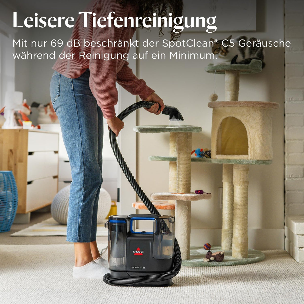 Limpiador de tapicerías y alfombras SpotClean C5, aspirador en seco y húmedo portátil de 400 W, 3,72 kg, para alfombras, tapicerías y coche