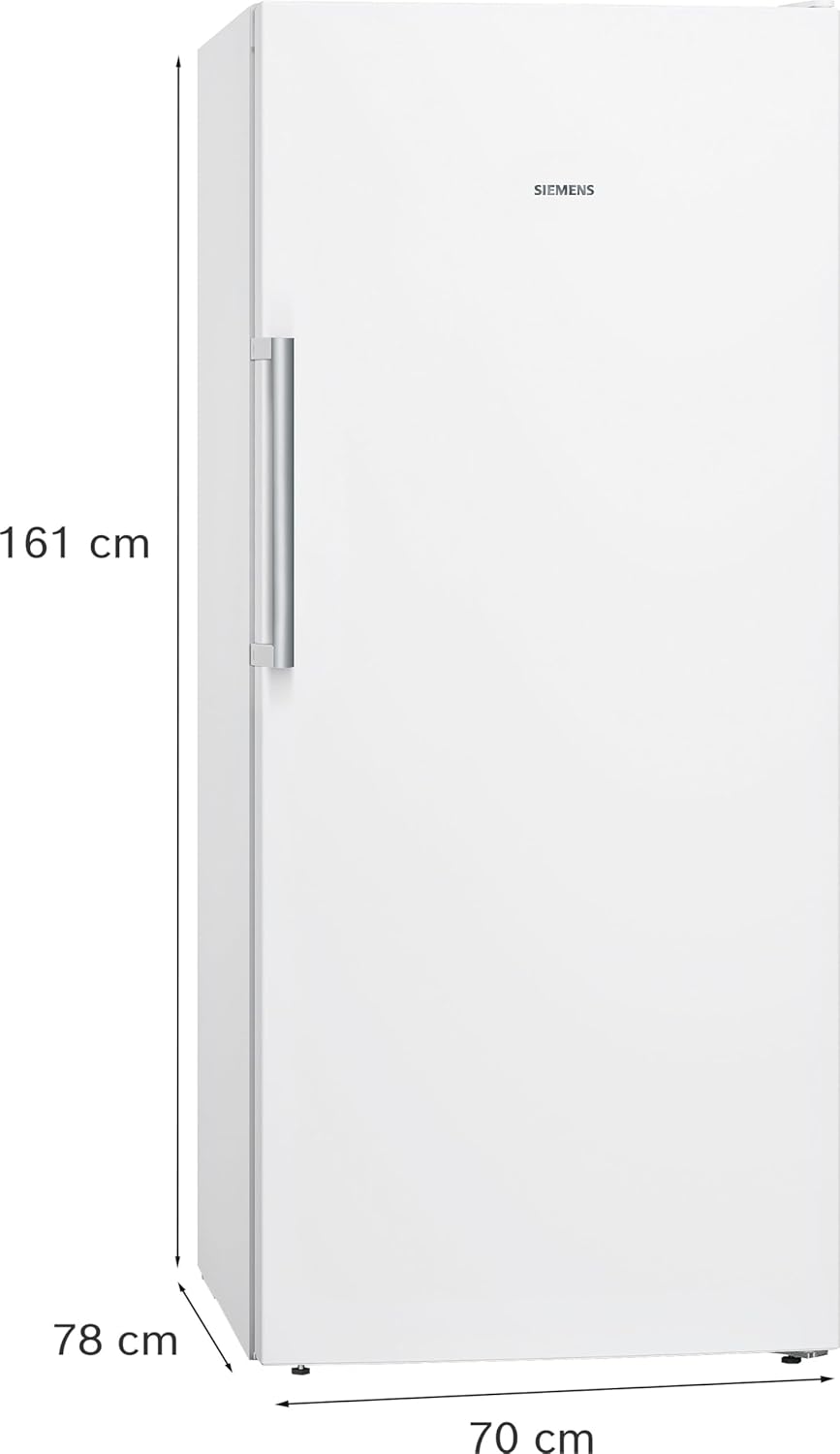 Congelador independiente Siemens GS51NAWCV iQ500, 161 x 70 cm, 289 L, noFrost nunca más tendrá que descongelar, bigBox espacio para alimentos congelados grandes, varioZone estantes y cajones de cristal flexibles, blanco