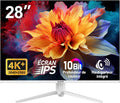 Monitor de PC Gawfolk UHD 4K de 28 pulgadas, monitor IPS Ultra HD (3840 × 2560 p), 3:2, 10 bits, 1.07 mil millones de colores, 128% sRGB, altavoces integrados, ángulo de visión amplio de 178°, DisplayPort, HDMI, blanco