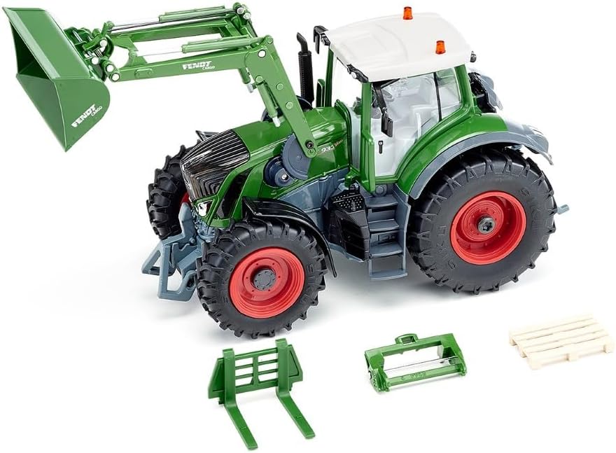 siku 6796, Tractor Fendt 933 Vario con cargador frontal, verde, metal/plástico, 1:32, radiocontrol, incl. mando a distancia bluetooth y accesorios, control posible mediante app móvil
