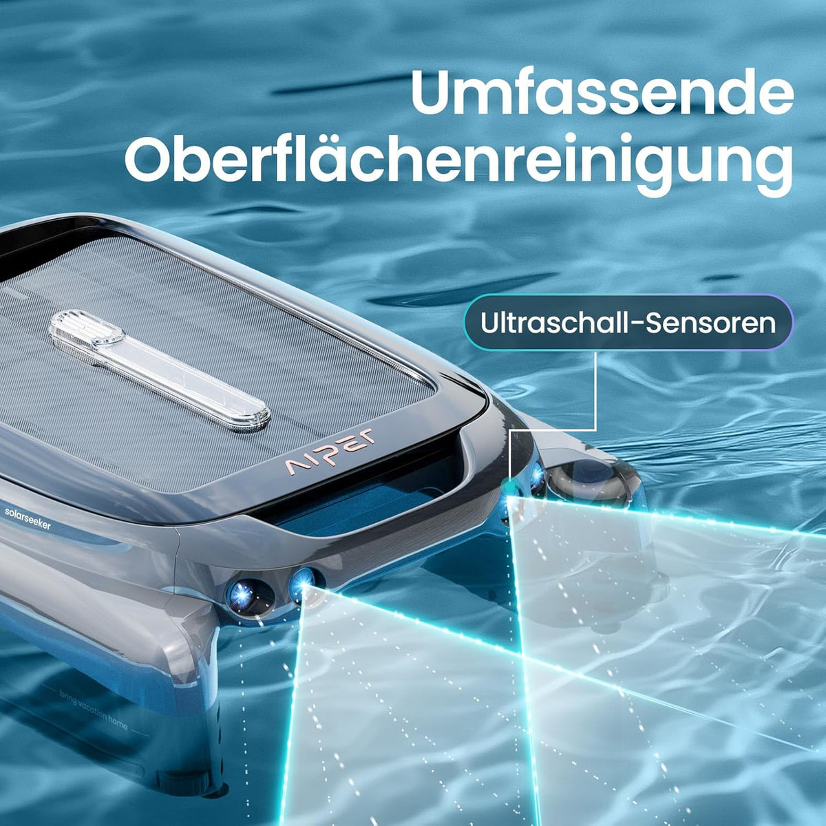 AIPER Surfer S1 Skimmer para piscina, robot de piscina con batería solar, Solarseeker, limpieza de superficie de agua, 20 horas de autonomía, aplicación inteligente, temperatura del agua, ideal para todo tipo de piscinas