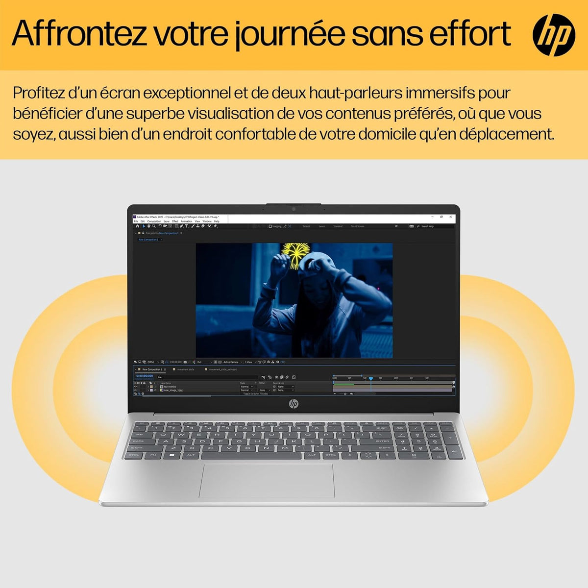 Ordenador portátil HP 15-fc0006sf de 15,6" FHD (AMD Ryzen 5 7520U, 8 GB de RAM, SSD de 256 GB, gráficos AMD Radeon, Windows 11), portátil plateado, teclado AZERTY