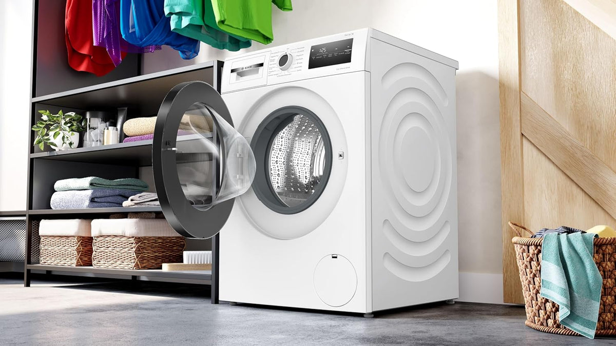 Bosch WAN282K3, Serie 4, Lavadora de carga frontal, 8 kg, 1400 rpm, SpeedPerfect, máximo ahorro de energía y agua, función de pausa y carga, especialmente higiénica, AquaStop, IronAssist