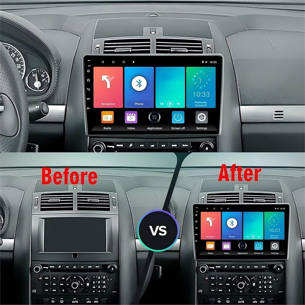Radio multimedia Android 2DIN para coche con GPS y reproductor de video integrados para Peugeot 407 407CC SW (2004-2010), compatible con CarPlay (T1 1-16GB WiFi)