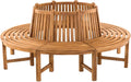 Banco circular para árbol CLP Baumbank Novum I Banco redondo con 8 plazas I Banco de madera natural con respaldo de madera de teca maciza, color: teca, tamaño: 200 cm