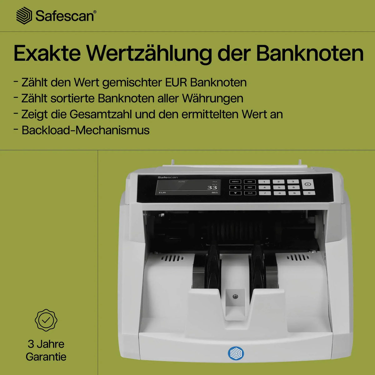 Contadora de billetes Safescan 2465 S, recuento de valor, 7 métodos de detección de autenticidad, cuenta billetes clasificados de todas las divisas.