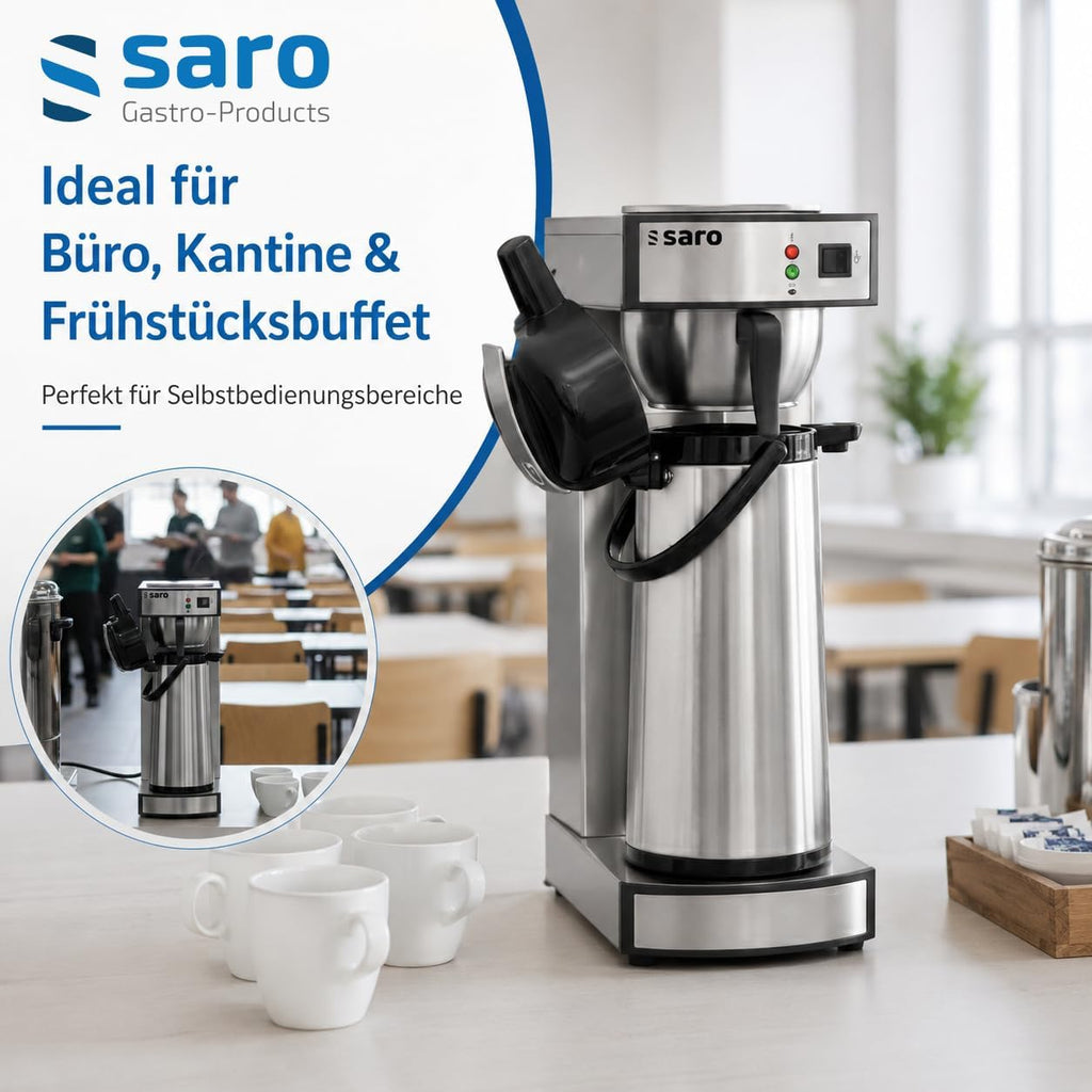 Cafetera Saro incl. jarra termo de acero inoxidable con bomba – 2,2 L – tiempo de preparación aprox. 5–6 min – protección contra funcionamiento en seco – 2,069 kW – modelo THERMO 24