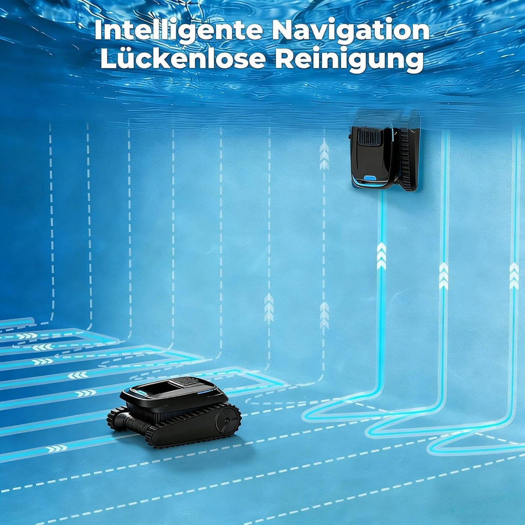 (2026 Nuevo) Robot limpiafondos, aspirador de piscina inalámbrico a batería, robot limpiafondos PC10 para suelo, paredes y línea de flotación, potencia de succión de 18927 L/h, navegación inteligente, limpiafondos para piscinas elevadas de hasta 170 m²