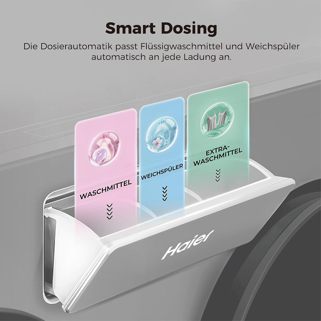 Lavadora Haier MultiWash 10+1+1kg I 3 tambores I Clase energética A, 1400 rpm, motor inverter, programa automático, higiene UV, dosificación automática, Aquastop I HAMQD 410CBL9GN-84