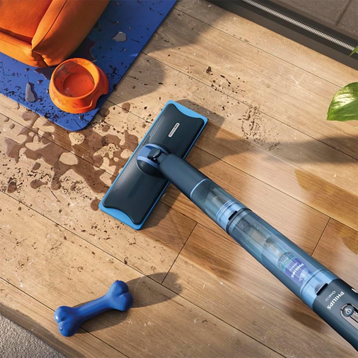 Mopa eléctrica Philips serie 5000 OneUp: suelos 2 veces más limpios², fregado 2 veces más rápido, dos ajustes de humedad para suelos duros y delicados, inalámbrica con articulación giratoria de 360° (XV5113/01)