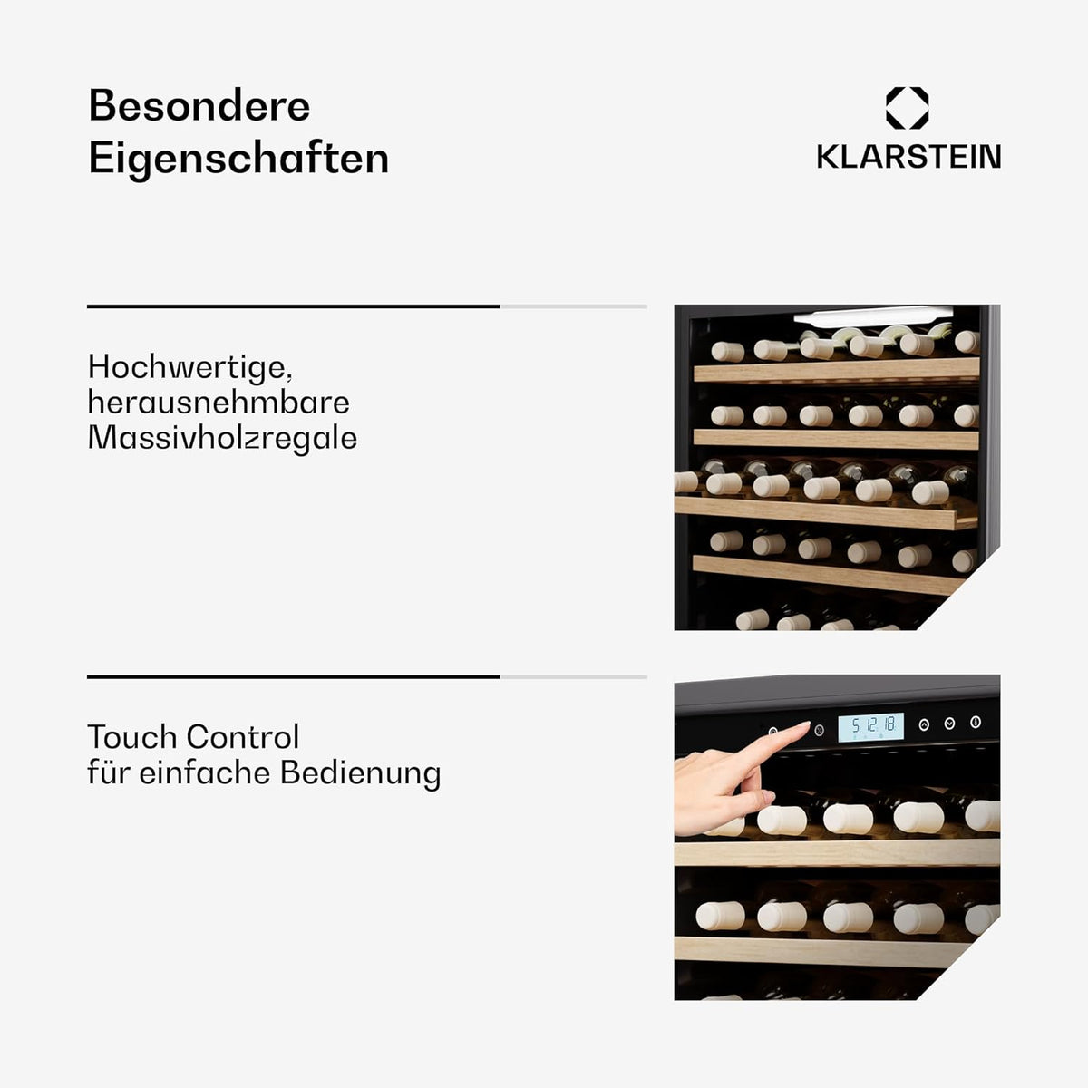 Vinoteca Klarstein Vinovilla Trio – 144 botellas, 3 zonas, 5–20°C, iluminación LED, protección UV, de libre instalación, armario climatizado para vinos