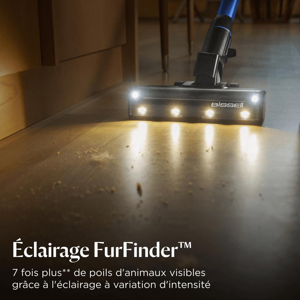 Bissell PowerClean FurFinder, Aspiradora Escoba sin Cable, Motor 200W, Iluminación FurFinder, Cepillo Anti-enredos, Aspiradora sin Cable, Autoportante, Filtro HEPA, Batería Extraíble de 2000 mAh, 40 min, 4089N