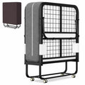 Cama plegable 90 × 200 cm con colchón de 13 cm, hasta 200 kg, marco de metal, ruedas, funda protectora contra el polvo y funda lavable