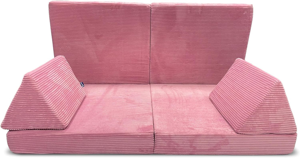 Sofá de juegos Bruni de pana para niños en color rosa: sofá XXL grande para la habitación infantil, sofá cama con funda de pana suave extraíble, diseñado en Austria