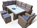 Ragnarök-Möbeldesign - Muebles de comedor altos - Fabricantes ALEMANES - 8 años de GARANTÍA - Producción PROPIA - Conjunto de comedor de jardín de ratán sintético, sillones, ratán redondo color natural, gris