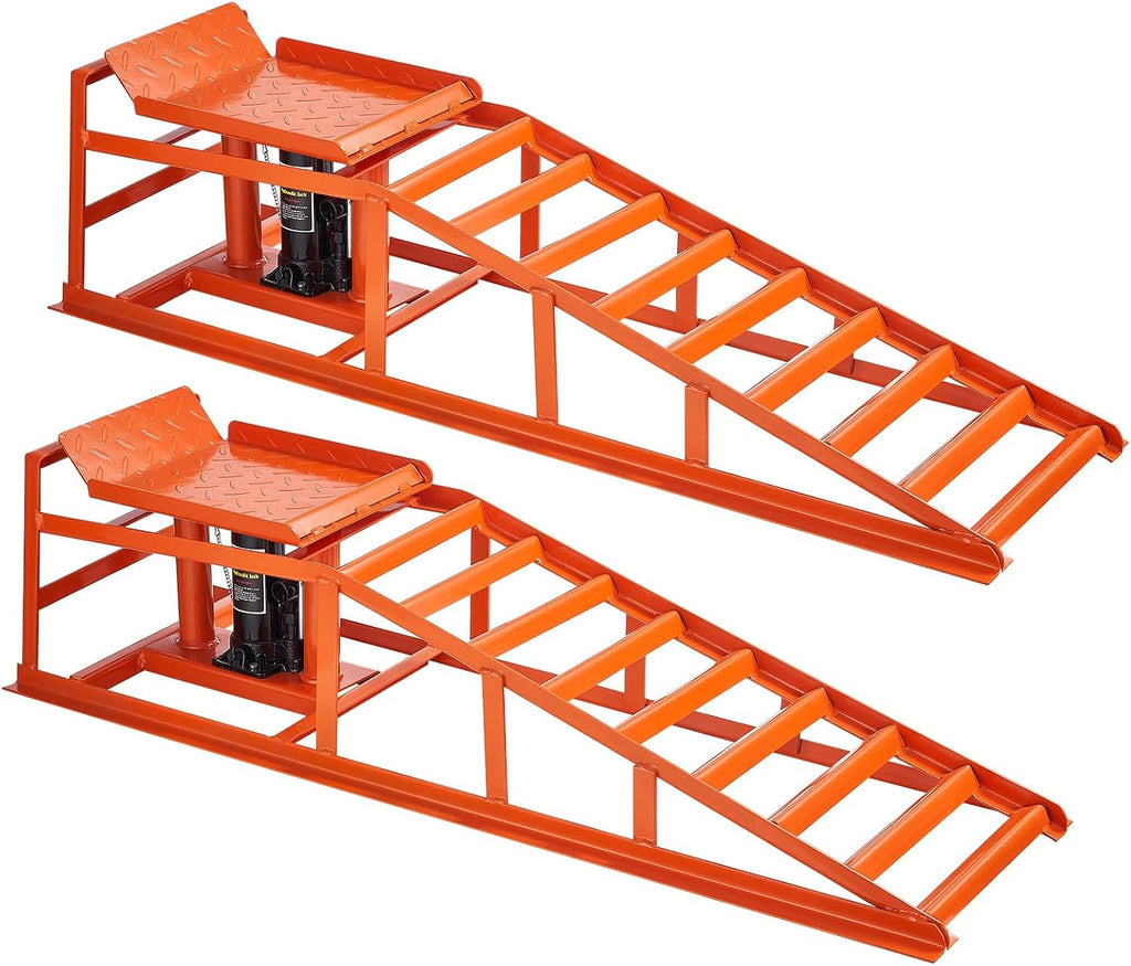 Rampas hidráulicas para coche VEVOR, 2 unidades, altura de elevación de 27-36 cm, rampas de servicio portátiles para mantenimiento de garaje, cambio de aceite y reparación de camiones, capacidad de carga de 1 t (por rampa)