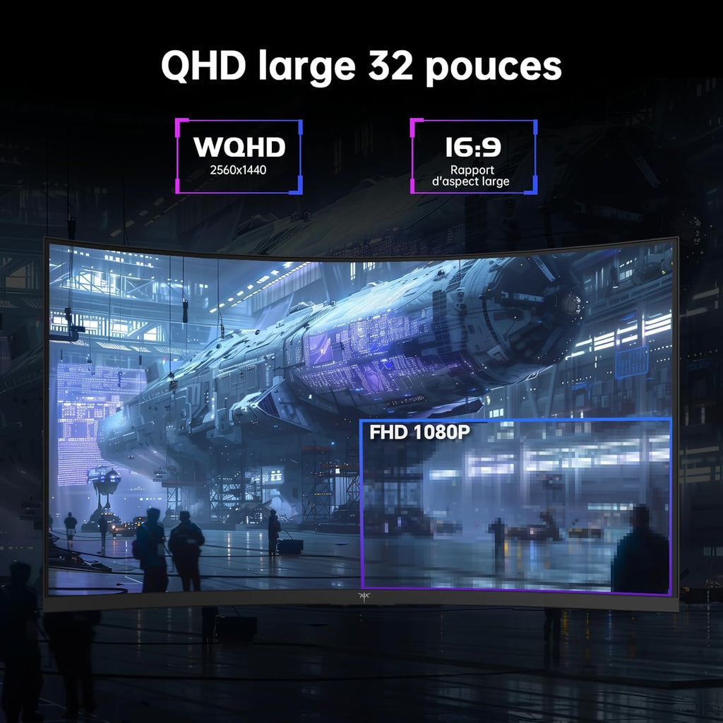 Monitor Gaming Curvo KTC de 32 Pulgadas | QHD@185Hz (OC) | Tiempo de Respuesta 1ms | Panel HVA, Curvatura 1500R | 96% DCI-P3, 99% sRGB, 1.07 mil millones de colores | HDR10 | VESA 100×100 | Baja luz azul | H32S5