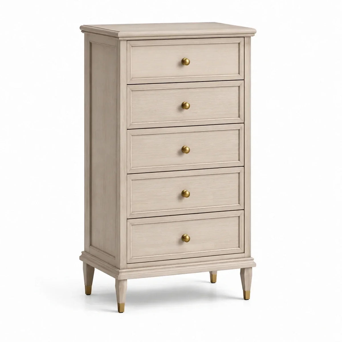 Cómoda de madera con 5 cajones, beige, 120 cm