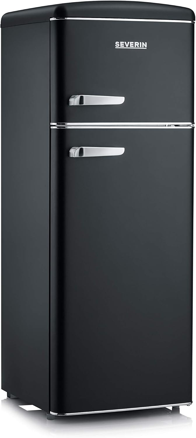 SEVERIN Retro - Frigorífico combi, compacto y eficiente, 4 estantes ajustables en altura y una gran cajonera para verduras, 206 L de capacidad útil, color crema, RKG 8933