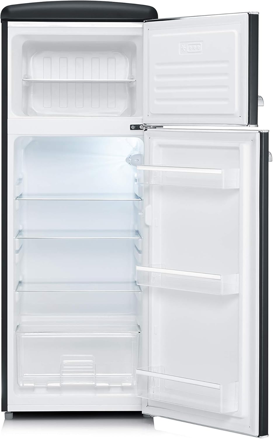 SEVERIN Retro - Frigorífico combi, compacto y eficiente, 4 estantes ajustables en altura y una gran cajonera para verduras, 206 L de capacidad útil, color crema, RKG 8933