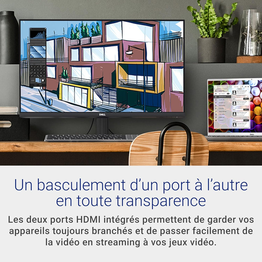 Monitor Dell S2721NX de 27" Full HD (1920x1080), 75Hz, IPS, 4ms, AMD FreeSync, bordes ultra delgados, 2x HDMI, garantía de 3 años, negro