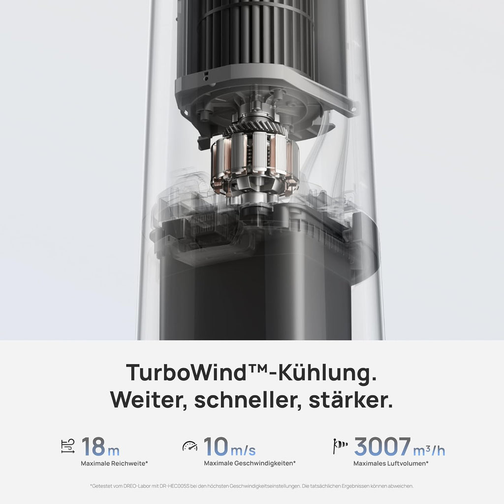 Ventilador nebulizador DREO TurboCool 765S, ventilador de torre 3 en 1 con ultrasonido, Wi-Fi y control por aplicación, depósito de 6 L, flujo de aire de 10,4 m/s, motor de CC silencioso de 20 dB, oscilación de 90°, 12 velocidades, 4 modos