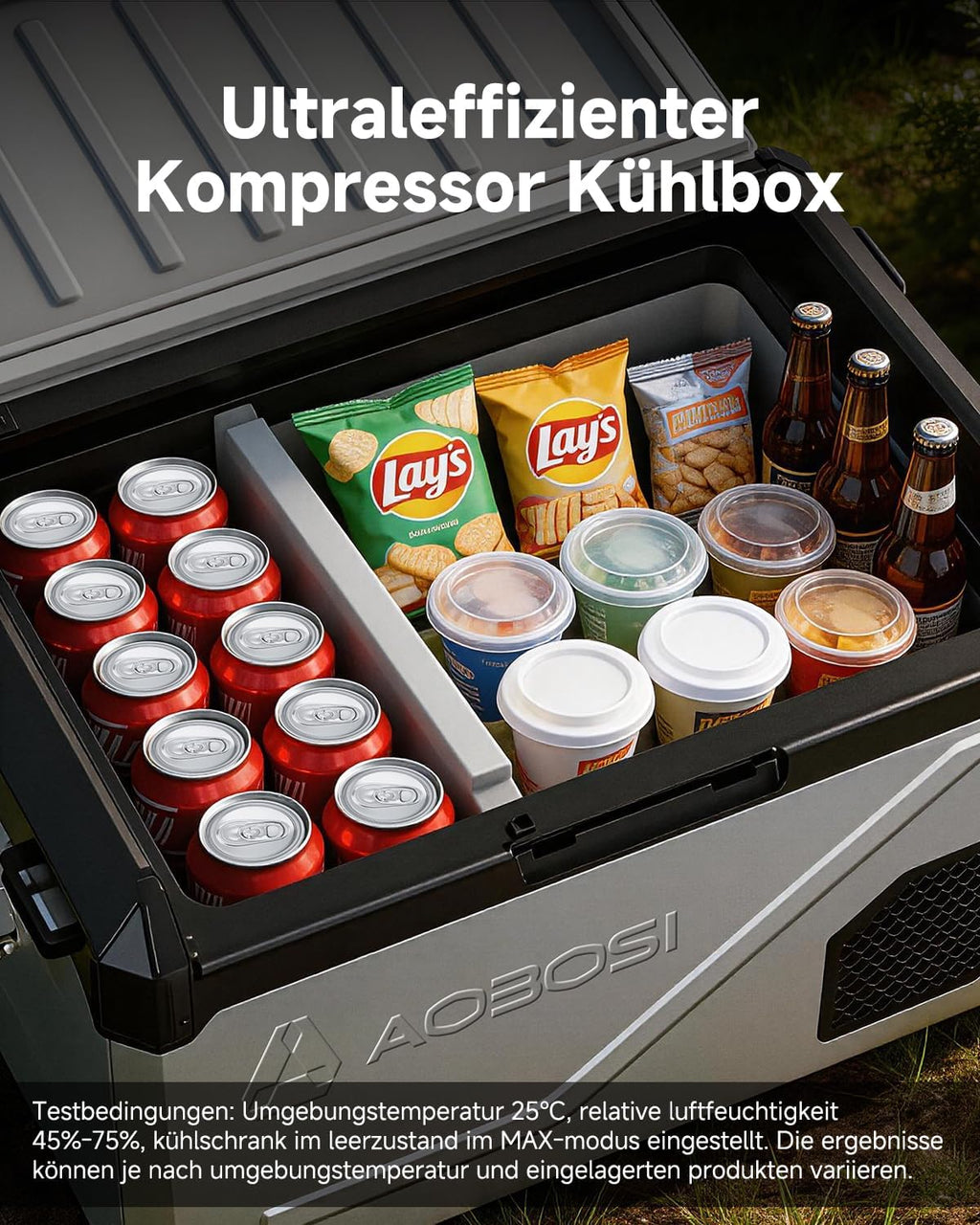 Nevera portátil de compresor AAOBOSI 45L de doble zona hasta -20℃, carcasa de acero inoxidable e interior de aluminio, 12/24V CC y 230V CA, nevera de compresor para coche, barco, camping y todoterreno